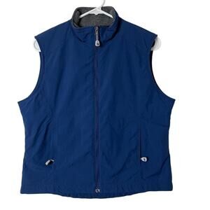 L.L. Bean Women's Soft Shell Vest M Blue Fleece Lined Full Zip Mock Neck 0PF03